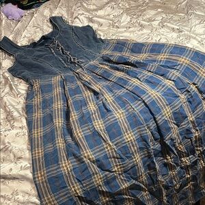 Giesswein Denim and Plaid Lace-Up Dress